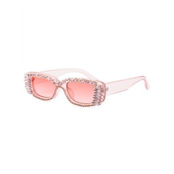 

Outdoor Sunglasses Rhinestone Square Frame Trendy Travel Sunglasses, Light pink