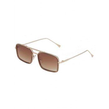 

Square Shaped Metal Frame Crossbar Sunglasses, Coffee