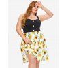 Plus Size Dress Sunflower High Waisted Dress Mock Button Criss Cross A Line Mini Dress - YELLOW 1XL