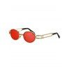 Rhinestone Oval Shape Hollow Out Metal Frame Sunglasses - LIGHT PINK 
