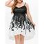 Plus Size Dress Octopus Print Lace Up High Waisted Dress High Low Mini Dress - BLACK L