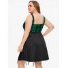Plus Size Plaid Lace Up Mini Plunge Buckle Straps A Line Dress - GREEN 4X