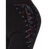 Plus Size Casual Capri Leggings Lace Up Rose Lace Panel Colorblock Elastic Waist Summer Leggings - BLACK 4X