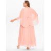 Plus Size Dress Chiffon Dress Ruffle Flower Embellishment Elegant A Line Maxi Party Dress - LIGHT PINK L