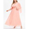 Plus Size Dress Chiffon Dress Ruffle Flower Embellishment Elegant A Line Maxi Party Dress - LIGHT PINK L
