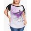 T-shirt D'Eté Décontracté à Imprimé Papillon à Manches Raglan Grande Taille Style Bohémien - Violet clair L