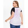 T-shirt D'Eté Décontracté à Imprimé Papillon à Manches Raglan Grande Taille Style Bohémien - Violet clair 2X