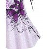 T-shirt D'Eté Décontracté à Imprimé Papillon à Manches Raglan Grande Taille Style Bohémien - Violet Clair 4X