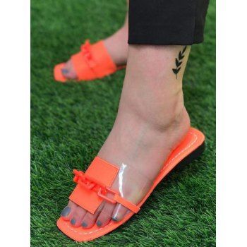 

See Thru Chain Detail Flat Beach Sandals, Orange