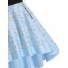 Robe de Bal Mi-longue Haute Basse en Maille Superposée à Lacets à Taille Haute - Bleu clair M