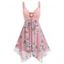 Plus Size Dress Floral Print Dress Chiffon Empire Waist Handkerchief Midi Cami Dress - LIGHT PINK L
