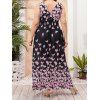 Plus Size & Curve Dress Flower Print Vacation Dress Plunging Neck Surplice Empire Waist Maxi Dress - multicolor 2XL