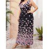 Plus Size & Curve Dress Flower Print Vacation Dress Plunging Neck Surplice Empire Waist Maxi Dress - multicolor 2XL