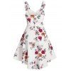 Plus Size Flower Bowknot High Low Dress - WHITE 3X