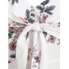 Robe Haute Basse Fleur de Grande Taille avec Nœud Papillon - Blanc 4X