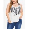 Plus Size Tank Top Dream Catcher Feather Print Flower Lace Strappy Tank Top - WHITE 5X