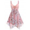 Plus Size Floral Print Chiffon Empire Waist Handkerchief Cami Dress - LIGHT PINK 4X