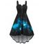 Plus Size Dress High Low Dress Galaxy Print Front Zip Cami Midi Dress - BLUE 4X