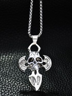 Gothic Necklace Skull Cross Pattern Pendant Stainless Titanium Steel Punk Necklace