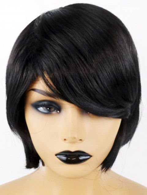 Solid Color Wig Side Bangs Wig Straight Short Trendy Heat Resistance Synthetic Hair