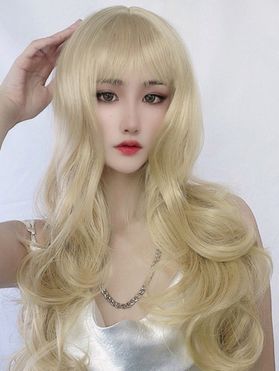 Long See Thru Bang Body Wave Wig Heat Resistant Synthetic Wig