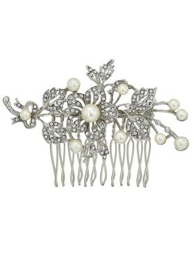 Bride Hair Comb Hollow Out Flower Leaf Faux Pearl Hair Comb Trendy Elegant Hair Accessories