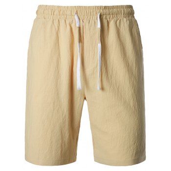 

Summer Shorts Cotton Solid Color Drawstring Elastic Waist Basic Casual Shorts, Light khaki