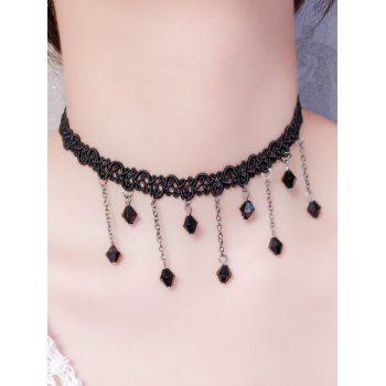 Fashion Women Lace Choker Hollow Out Faux Crystal Trendy Vintage Necklace Jewelry Online Black