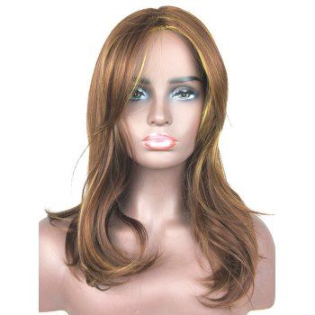

Medium Highlight Natural Straight Heat Resistant Synthetic Wig, Coffee