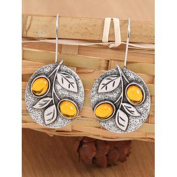 

Vintage Leaf Pattern Faux Diamond Hook Drop Earrings, Silver