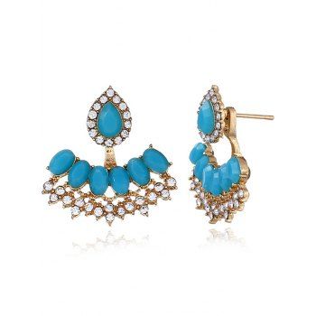 

Bohemian Drop Earrings Rhinestone Droplet-shaped Hollow Out Trendy Earrings, Blue