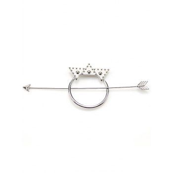 

Trendy Hair Clip Crown Arrow Hair Clip Rivet Alloy Solid Color Hair Accessory, Silver