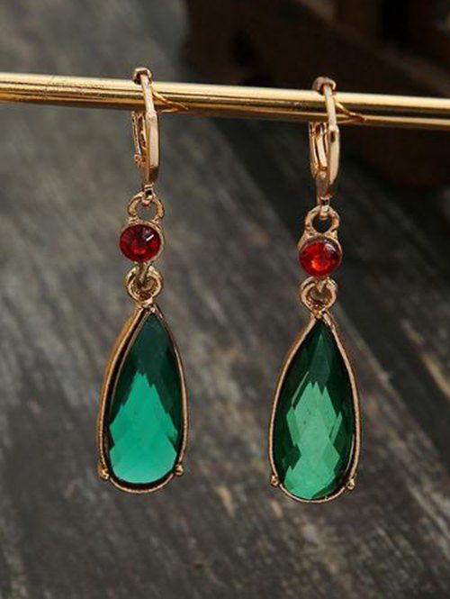 Boucles D'Oreilles Pendantes Motif Gouttes en Cristal Fantaisie Style Cosplay - d'or 