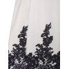 Robe de Soirée Mi-longue sans Manches à Imprimé Floral à Taille Haute - Noir S