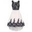 Floral Lace Panel A Line Midi Party Dress Printed High Waist Sleeveless Scalloped Semi Formal Dress - BLACK L