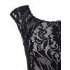 Robe de Soirée Mi-longue sans Manches à Imprimé Floral à Taille Haute - Noir XL