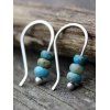 Boucles D'Oreilles Pendantes en Perles Turquoises Fantaisies Style Bohémien Vintage - Argent 