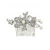 Bride Hair Comb Hollow Out Flower Leaf Faux Pearl Hair Comb Trendy Elegant Hair Accessories - SILVER 
