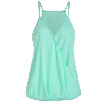 

Summer Plain Color Spaghetti Strap Tank Top Surplice V Neck Cami Top, Green