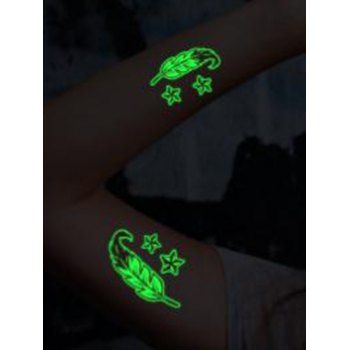 

6 Pcs Temporary Tattoo Stickers Feather Sword Cow Leaf Printed Luminous Stickers, Multicolor