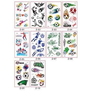 

10 Pcs Temporary Tattoo Stickers Football Sporty Water Proof Stickers Set, Multicolor
