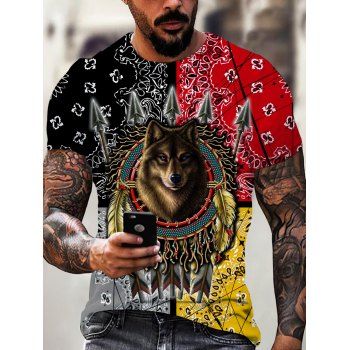 

Wolf Bandana Print Short Sleeve T-shirt, Multicolor