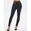 Legging Moulant Boutonné en Couleur Unie à Taille Large - Noir M