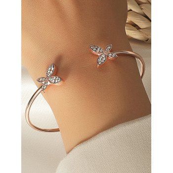 

Artificial Diamond Butterfly Pattern Alloy Cuff Bracelet, Multicolor