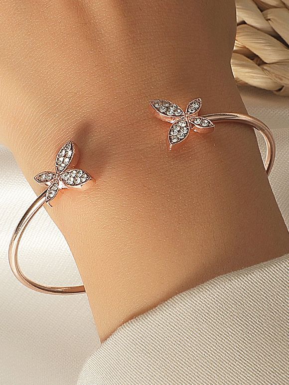 Bracelet Manchette en Alliage Motif Papillon en Diamant Fantaisie - multicolor 