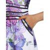 Robe D'Eté de Vacances et Soirée en Ligne A Plongeante à Imprimé Fleur Papillon avec Passepoil - Violet clair M
