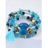 3 Pièces Ensemble de Bracelets Perlés Superposés en Faux Cristal Turquoise - Bleu 