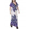 Plus Size & Curve Dress Printed Dress Tied Back Plunging Neck A Line Maxi Vacation Summer Casual Dress - multicolor 2XL