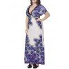 Plus Size & Curve Dress Printed Dress Tied Back Plunging Neck A Line Maxi Vacation Summer Casual Dress - multicolor 3XL