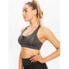 Heather Sports Bra Crisscross Chest Pad Honeycomb Hollow Out Letter Straps Sports Bra - GRAY M